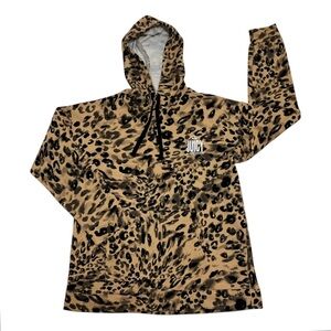 Juicy By Juicy Couture Pullover Hoodie Crown Logo Leopard Animal Print Size L